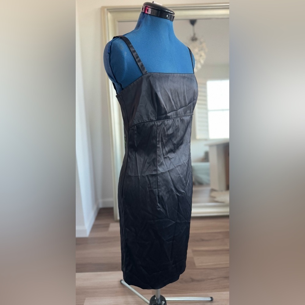 vintage jessica mcclintock black spaghetti strap satin mini dress size 11